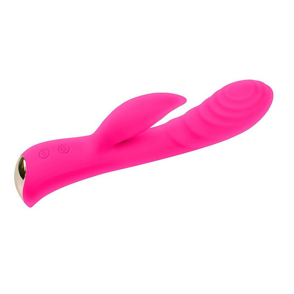 Ярко-розовый вибромассажер-кролик 5 Silicone Ripple Passion - 19,1 см. Ярко-розовый вибромассажер-кролик 5 Silicone Ripple Passion - 19,1 см.