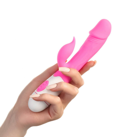 Розовый вибратор с клиторальным стимулятором и 30 режимами вибрации - 19,4 см. Розовый вибратор с клиторальным стимулятором и 30 режимами вибрации - 19,4 см.