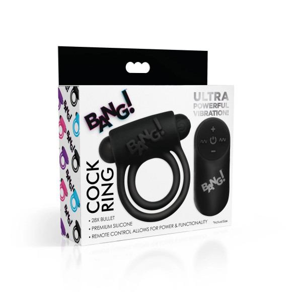 Черное эрекционное виброкольцо 28X Remote Control Vibrating Cock Ring & Bullet Черное эрекционное виброкольцо 28X Remote Control Vibrating Cock Ring & Bullet