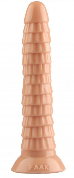 Телесный рельефный фантазийный фаллоимитатор - 26,5 см. Телесный рельефный фантазийный фаллоимитатор - 26,5 см.