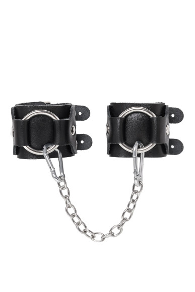 Черные кожаные наручники-браслеты с двумя ремешками Черные кожаные наручники-браслеты с двумя ремешками
