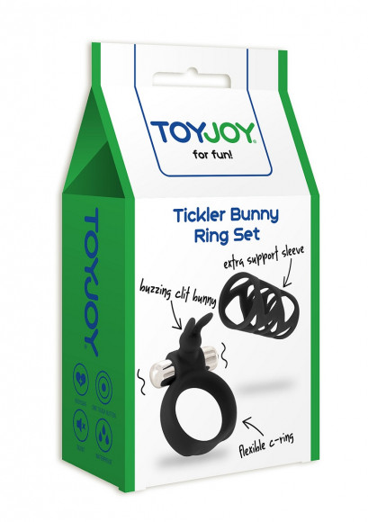 Набор чёрных насадок TICKLER BUNNY RING SET Набор чёрных насадок TICKLER BUNNY RING SET