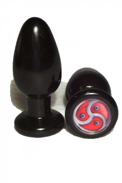 Анальная пробка с изображением символики BDSM - 8 см.