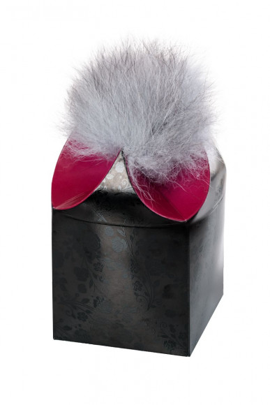 Серебристая анальная втулка с серым заячьим хвостом