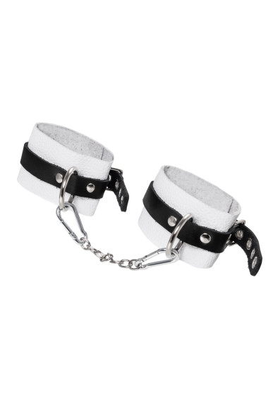 Бело-черные мягкие оковы с одним ремешком и люверсами Бело-черные мягкие оковы с одним ремешком и люверсами