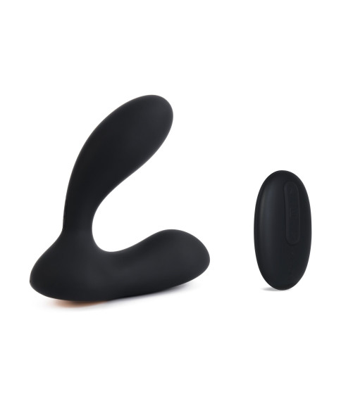 Чёрный стимулятор простаты Vick с вибрацией и пультом ДУ Чёрный стимулятор простаты Vick с вибрацией и пультом ДУ