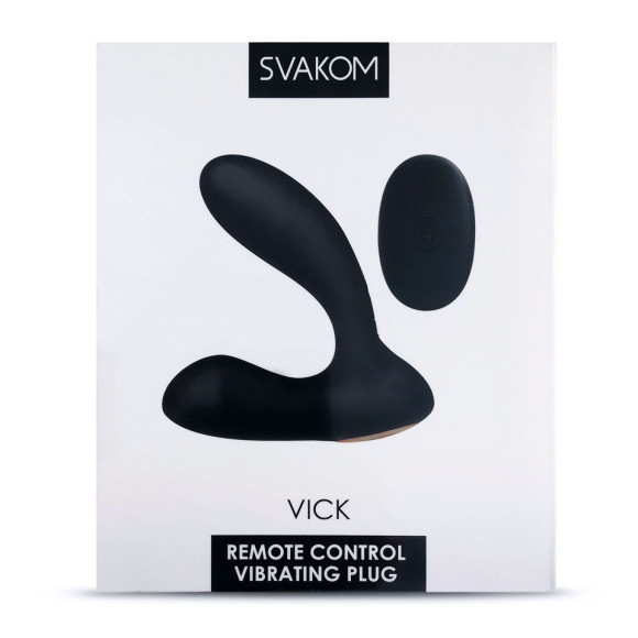 Чёрный стимулятор простаты Vick с вибрацией и пультом ДУ Чёрный стимулятор простаты Vick с вибрацией и пультом ДУ