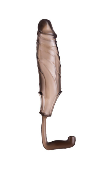 Дымчатая закрытая насадка с подхватом и анальным стимулятором Дымчатая закрытая насадка с подхватом и анальным стимулятором