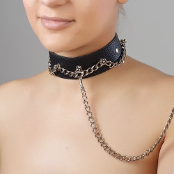 Чёрный ошейник из натуральной кожи Чёрный ошейник из натуральной кожи