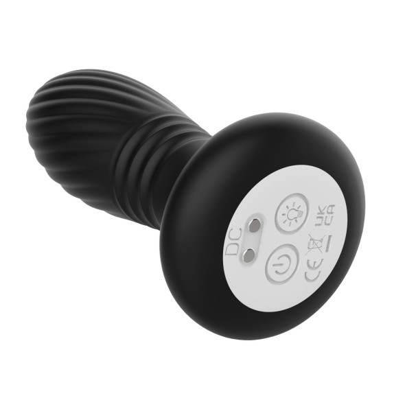 Черная анальная пробка с вибрацией и LED-подсветкой - 11,9 см. Черная анальная пробка с вибрацией и LED-подсветкой - 11,9 см.