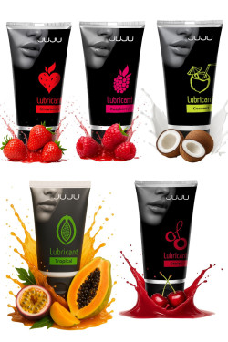 Набор из 5 съедобных лубрикантов JUJU (клубника, малина, тропические фрукты, вишня, кокос) Набор из 5 съедобных лубрикантов JUJU (клубника, малина, тропические фрукты, вишня, кокос)