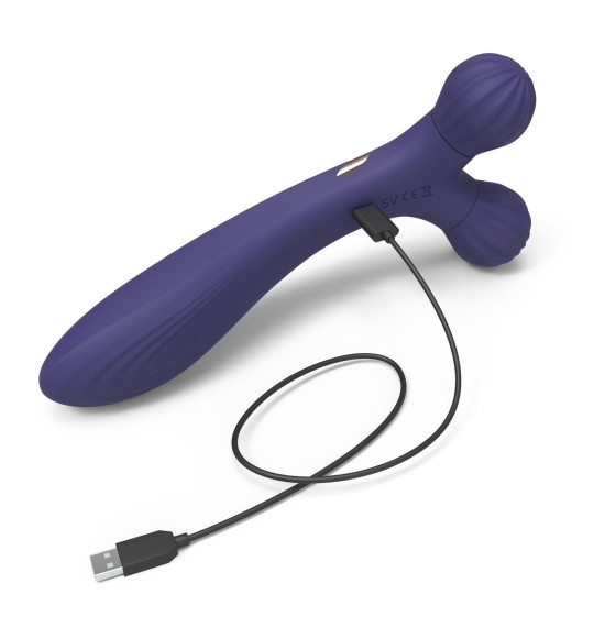 Темно-синий двусторонний вибромассажёр Fireball Темно-синий двусторонний вибромассажёр Fireball