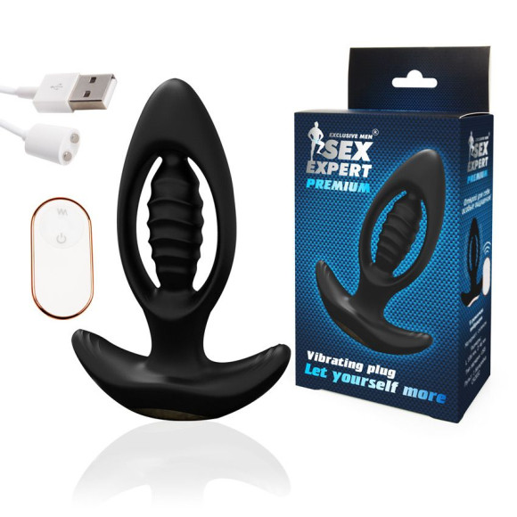 Оригинальный анальный вибромассажер с пультом ДУ - 12,6 см. Оригинальный анальный вибромассажер с пультом ДУ - 12,6 см.