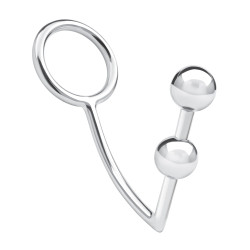 Кольцо на пенис с анальным стимулятором Two Bead Stainless Steel Anal Hook & Cock Ring Кольцо на пенис с анальным стимулятором Two Bead Stainless Steel Anal Hook & Cock Ring