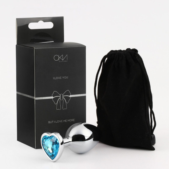 Серебристая анальная пробка с голубым кристаллом - 8 см. Серебристая анальная пробка с голубым кристаллом - 8 см.