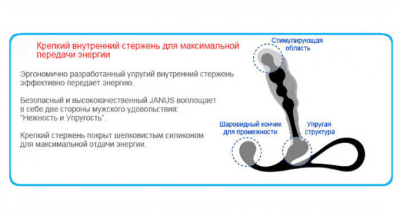 Средний черный массажер простаты ZINI JANUS ANTI-SHOCK Средний черный массажер простаты ZINI JANUS ANTI-SHOCK