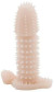 Телесная закрытая насадка на пенис с шипами - 12,5 см.