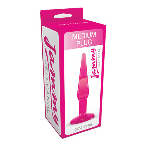 Розовая анальная втулка среднего размера JAMMY JELLY ANAL MEDIUM PLUG PINK - 14 см.