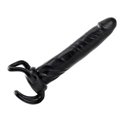 Чёрная насадка-фаллос для двойного проникновения INFLATABLE DILDO SLIM DONG  - 13,5 см.