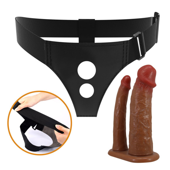 Темно-бежевый фаллопротез для двойного проникновения - 17,5 см. Темно-бежевый фаллопротез для двойного проникновения - 17,5 см.