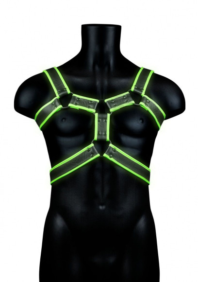 Стильная портупея Body Harness с неоновым эффектом - размер L-XL Стильная портупея Body Harness с неоновым эффектом - размер L-XL