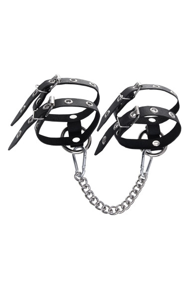 Черные однослойные кожаные оковы из двух ремешков Черные однослойные кожаные оковы из двух ремешков