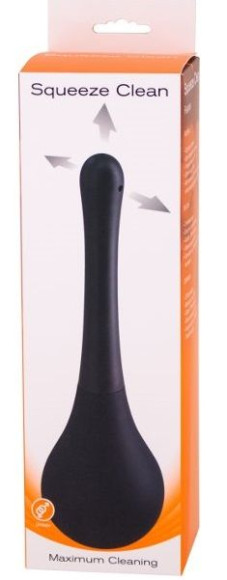 Черный анальный душ SQUEEZE CLEAN с закругленным наконечником Черный анальный душ SQUEEZE CLEAN с закругленным наконечником