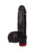 Чёрный виброфаллос с пышной мошонкой - 16 см. Чёрный виброфаллос с пышной мошонкой - 16 см.