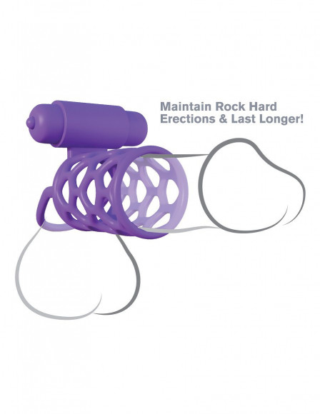 Фиолетовая насадка с подхватом мошонки и вибропулей