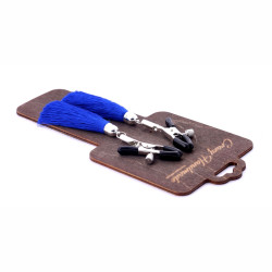 Зажимы на соски с синими кисточками из шелка Зажимы на соски с синими кисточками из шелка