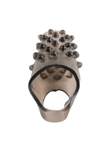 Дымчатая насадка на пенис с выпуклостями - 12 см. Дымчатая насадка на пенис с выпуклостями - 12 см.