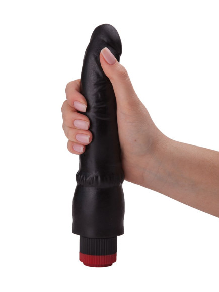 Чёрный вибромассажер-реалистик - 19,3 см. Чёрный вибромассажер-реалистик - 19,3 см.