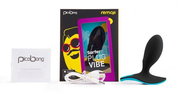 Чёрная анальная вибропробка SURFER PLUG VIBE с управлением со смартфона