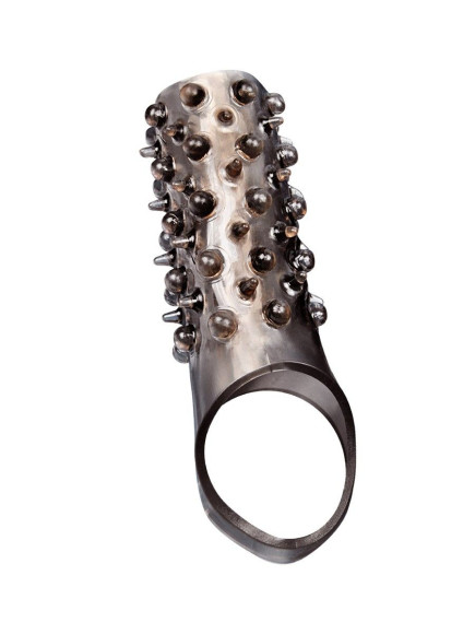 Дымчатая насадка на пенис с шипами и выпуклостями - 12,5 см. Дымчатая насадка на пенис с шипами и выпуклостями - 12,5 см.