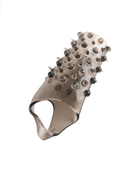 Дымчатая насадка на пенис с шипами и выпуклостями - 12,5 см. Дымчатая насадка на пенис с шипами и выпуклостями - 12,5 см.