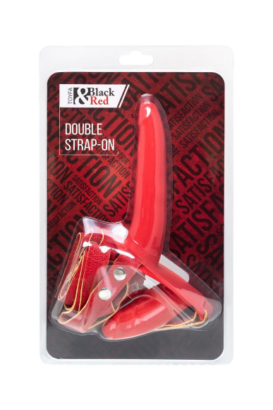 Красный страпон на ремнях с вагинальной пробкой - 15 см. Красный страпон на ремнях с вагинальной пробкой - 15 см.