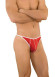 Красные трусы-стринги с белыми резинками и строчкой Красные трусы-стринги с белыми резинками и строчкой