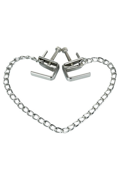 Серебристые зажимы для сосков Theatre с цепочкой Серебристые зажимы для сосков Theatre с цепочкой