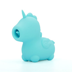 Голубой вибромассажер Unihorn Mount’n Peak с подвижным язычком Голубой вибромассажер Unihorn Mount’n Peak с подвижным язычком