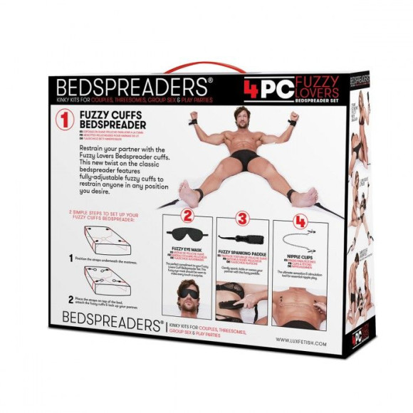 Черный набор БДСМ для фиксации на кровати Черный набор БДСМ для фиксации на кровати