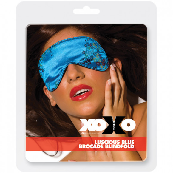 Голубая маска на глаза с цветочным орнаментом Голубая маска на глаза с цветочным орнаментом