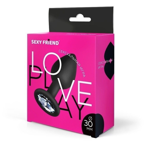 Черная силиконовая анальная втулка с прозрачным кристаллом - 7,3 см. Черная силиконовая анальная втулка с прозрачным кристаллом - 7,3 см.