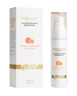 Массажный гель-смазка Allover Delicious Massage Gel с ароматом персика и абрикоса - 50 мл.