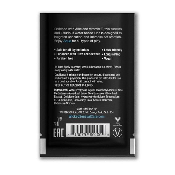 Легкий лубрикант на водной основе с алое Wicked Aqua - 3 мл. Легкий лубрикант на водной основе с алое Wicked Aqua - 3 мл.