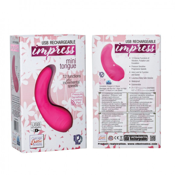 Розовый вибромассажер Mini Tongue - 11,5 см.