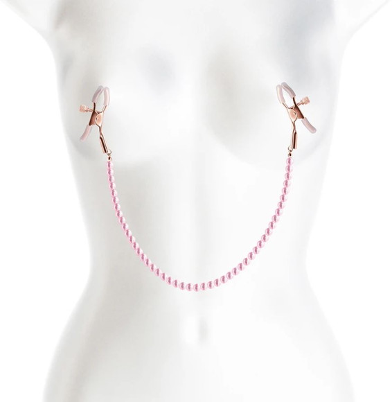 Зажимы на соски с розовыми бусами Зажимы на соски с розовыми бусами