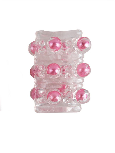 Прозрачная сквозная насадка на пенис с цветными шариками