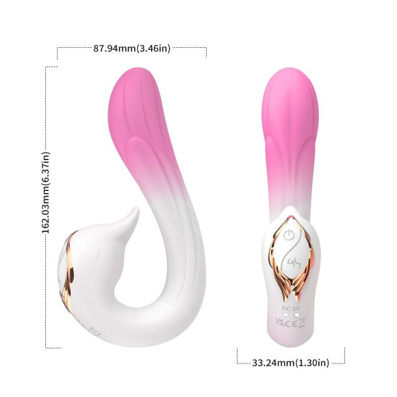 Бело-розовый вибромассажер-уточка - 16,2 см. Бело-розовый вибромассажер-уточка - 16,2 см.