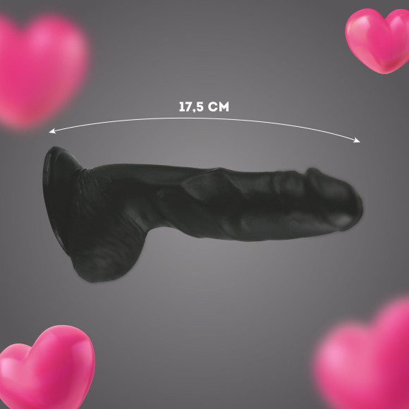 Черный реалистичный фаллоимитатор на подошве-присоске - 17,5 см. Черный реалистичный фаллоимитатор на подошве-присоске - 17,5 см.