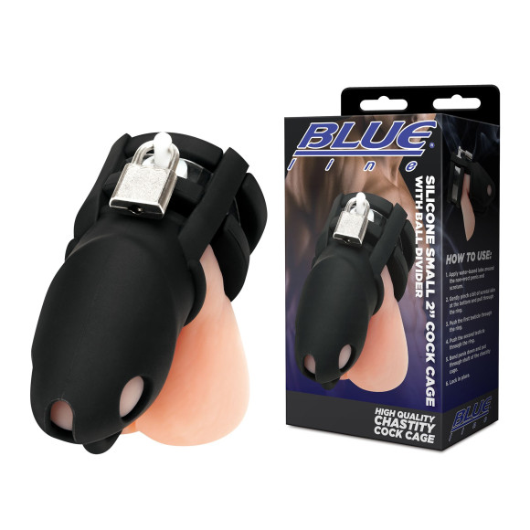 Черная клетка для пениса Silicone Small 2 in Cock Cage With Ball Divider